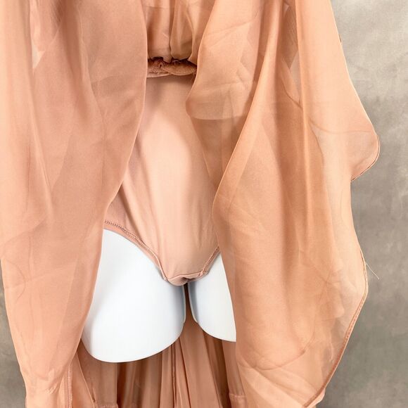 Ienna For Mac Duggal Tiered Gown Womens 4 Ruffled High Low Bodysuit Fairy Rose - Picture 7 of 14